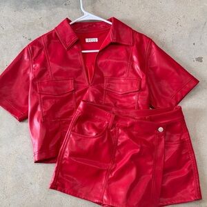 Red Leather Two-Piece Set